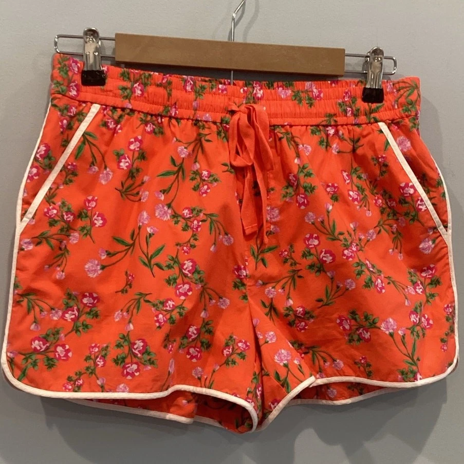 Pantalones Cortos J.Crew Mujer Mar S Pequeños Rosa Coral Floral NUEVO Algodón Preppy Playa Foto 3 de 4
