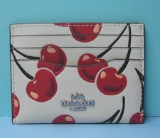 Coach Slim Cherry Print Bill ID Card Case EUC