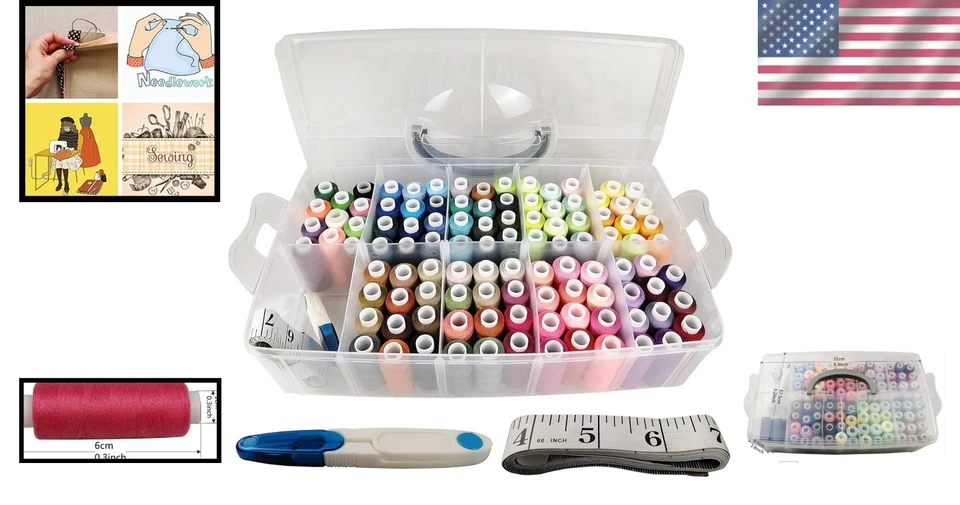 Durable 250 Yards Sewing Thread Set - 100 Colors - Image 2 of 4