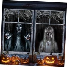 Halloween Window Curtain Cover - Scary Bloody Ghost Poster 47 x 47 - 2 Pack