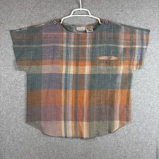 Vintage Rafaella Womens Size 14 Shirt Linen Blend, Plaid Popover Hong Kong