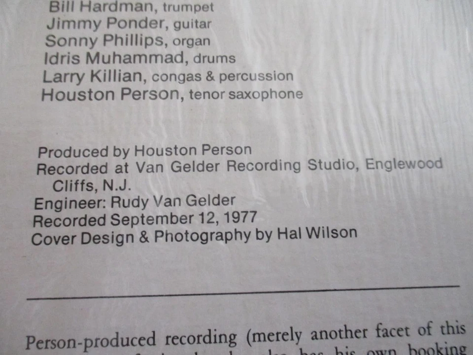 Houston Person Wild Flower NEAR MINT VINYL Muse Records LP SHRINK Van Gelder - Image 4 of 4