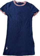 Polo Ralph Lauren Girls Blue Sweater Dress Short Sleeve Cotton Logo Size SP