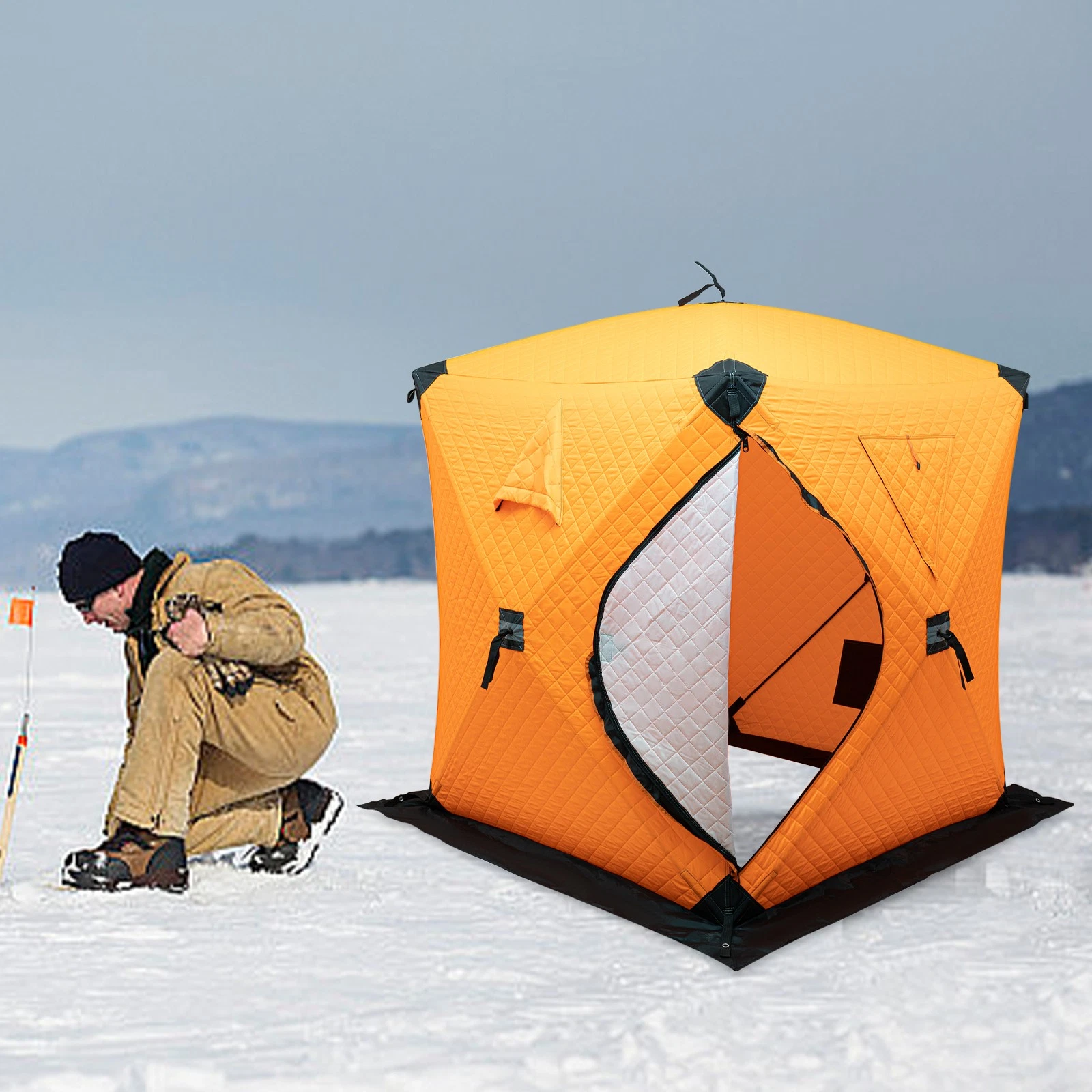 Portable Ice Fishing Tent,Freestanding Fishing Shelter, Thermal Ice Fishing Tent