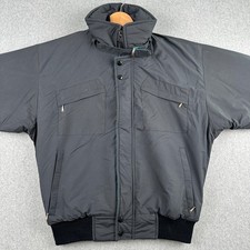 Summit Skiwear Jacket Mens M Black Vintage Puffer Coat Full Zip Teal Trim