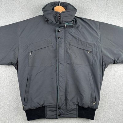 Summit Skiwear Jacket Mens M Black Vintage Puffer Coat Full Zip Teal Trim