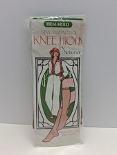 SEALED NOS 1976 NATIONAL FIRM HOLD KNEE HIGHS ONE PAIR COTTON SOLE 100 NYLON