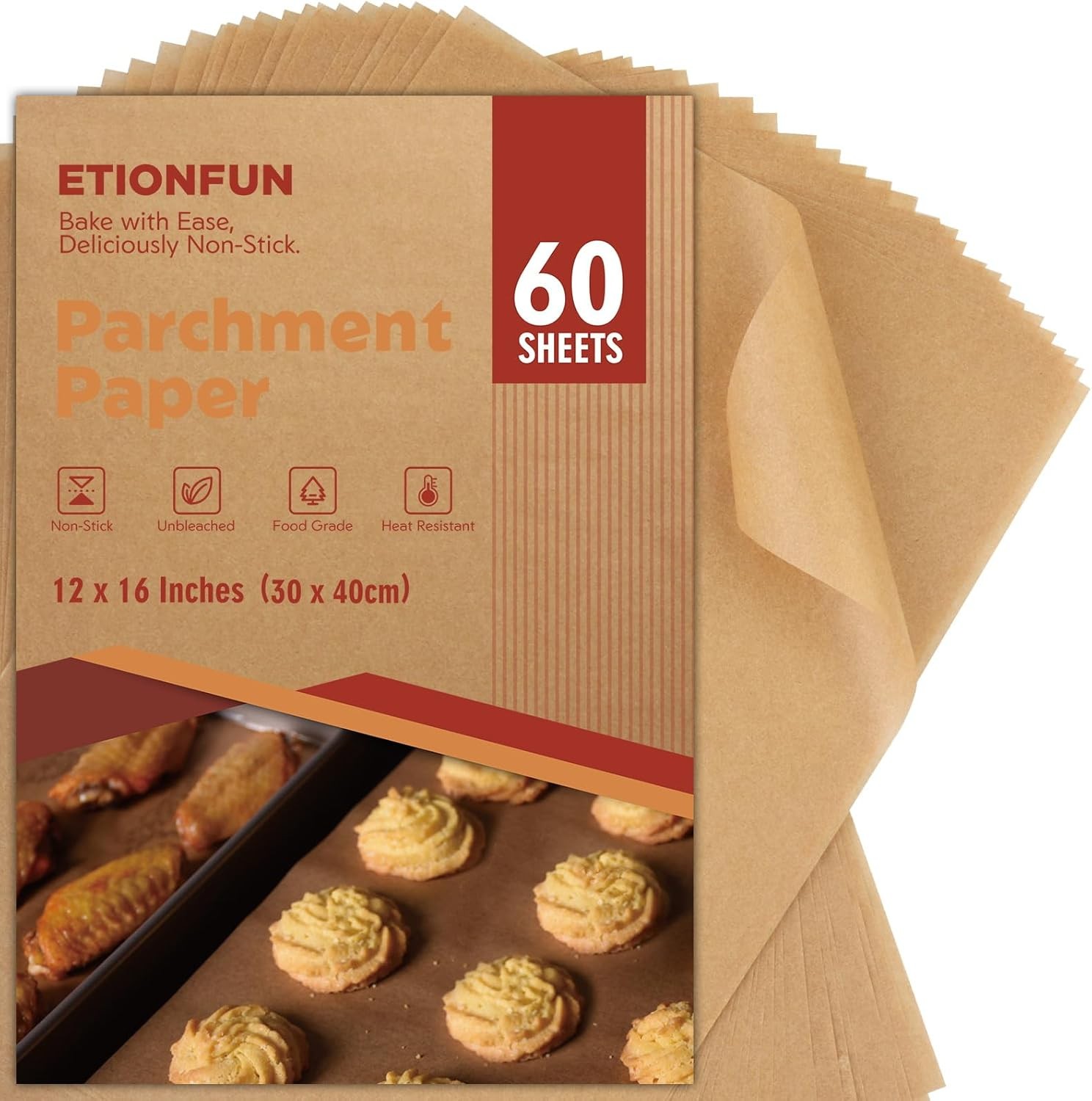 Unbleached Parchment Paper Sheets 12x16 Inch 60-Piece