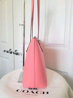 Coach Zip Top Tote & Wallet Crossgrain Leather Pink Lemonade
