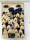 Handmade Fabric Ski-ing Theme Hanging Advent Calendar 16.5" X 27"