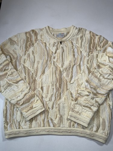 Vintage Coogi Sweater Mens XL Beige Textured 3D Knit Pullover Australia 90s RARE - Image 1
