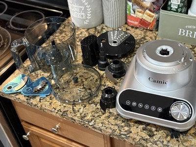 Camic Blender & Food Processor Combo,6 Functions for Smoothies,Chopping,Slicing
