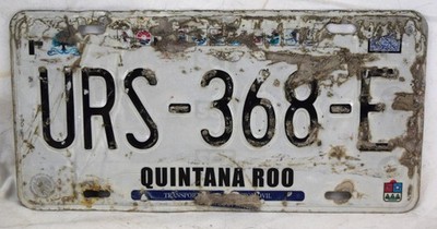Expired Cozumel Quintana Roo Mexico Metal License Plate URS-369-E