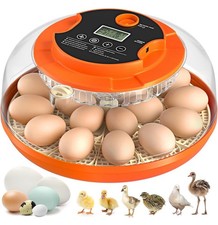 Incubator for Hatching 18 Eggs Chicken Duck Smart Temperature Humidity Control