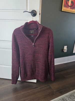 Superdry Premium Japanese Knitwear Half Zip Cotton Maroon Men s M