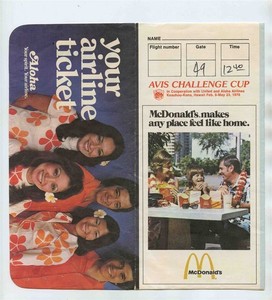 ALOHA Airlines Ticket Jacket Ticket and Kauai Boarding Pass 1976