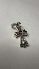 Chrome Hearts Baby Fat Cross Pendant With Red Ruby