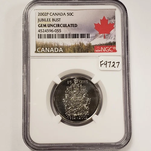 2002-P Canada 50c Cents Jubilee Bust Gem Uncirculated NGC - SKU-F9727