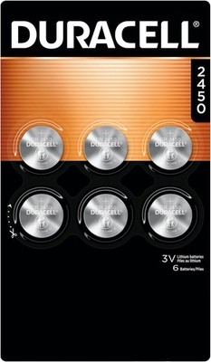 Duracell CR2450 Lithium Coin Battery 3V 6 Pack for Key Fob Car Remote Watch