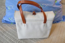 Borsa Henry Beguelin pelle crema manico superiore ex condizioni-interno pelle arancione rara