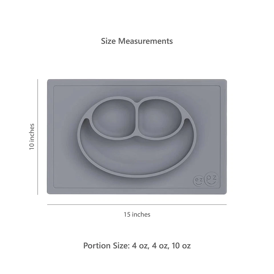 🍽️ ezpz Happy Mat Kleinkind Futterschale - Saug Silikon Tischset - Grau - Bild 2 von 4