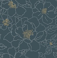 Fd27009_Terrace NäHte Blumenmuster Weich Marineblau Weiß Fine Decor Tapete