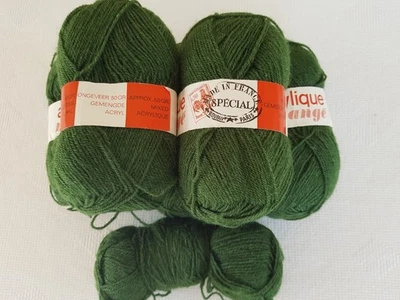Lot de 6 pelotes de laine ACRYLIQUE MELANGE Made In France Vert  aig. 3-3,5 NEUF - Photo 1/2