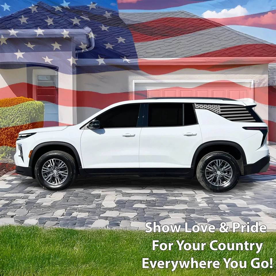 Calcomanía adhesiva bandera americana para Chevrolet Traverse 2024-2026 cuarto ventana Foto 2 de 4