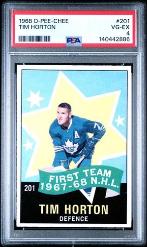 Tim Horton #201 1968 O-Pee-Chee card