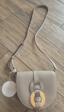 CHLOE Darryl Leder Crossbody Schultertasche Darryl Saddle Grau, Gold Ring 