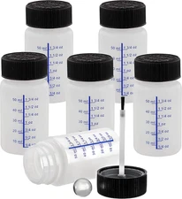 6 Pack- 2 Ounce (60Ml) Empty Paint Touch up Bottles with Brush Applicator and Mi