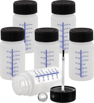 6 Pack- 2 Ounce (60Ml) Empty Paint Touch up Bottles with Brush Applicator and Mi