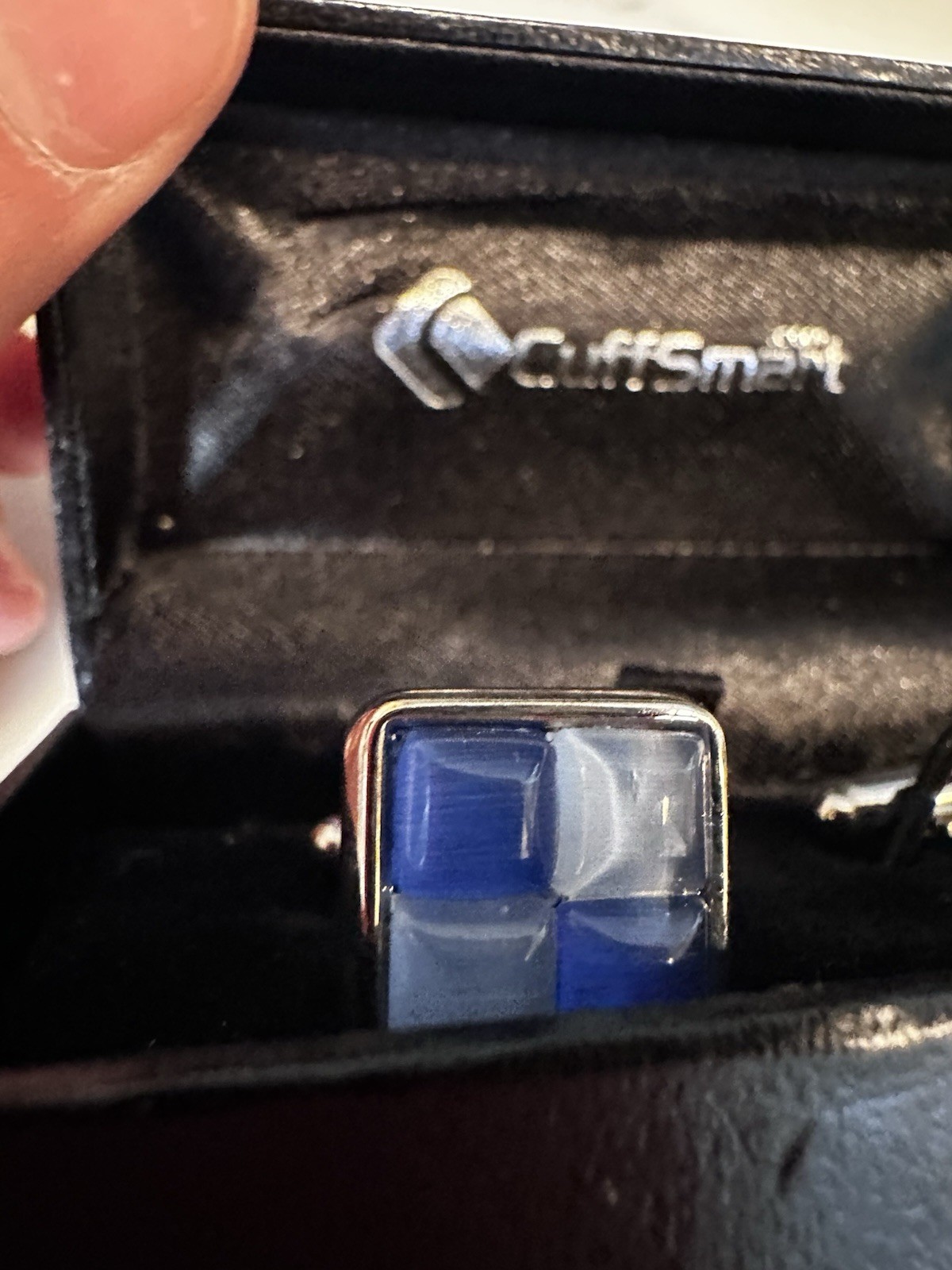 Elegant Blue & Silver Patchwork Cufflinks for Men - image 13