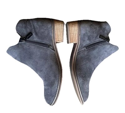 Blondo Waterproof Ankle Boots Dark Gray Suede Block Heel Bootie Women s 8 Casual