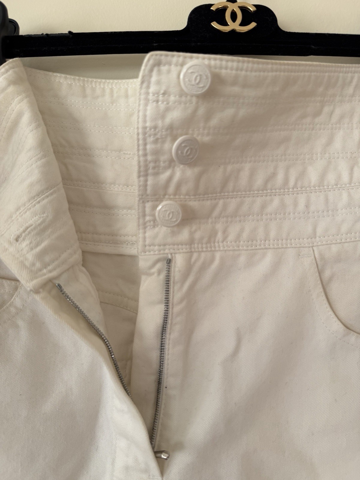 Authentic vintage Chanel off-white high waist denim skirt spring 2003 image 8