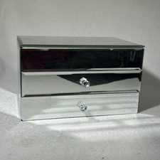 Loft Designs Mirrored Glass 2 Drawer Velvet Lined 9?Jewelry Box Crystal Knobs
