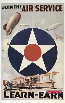Join the Air Service Learn Earn Repro  Recruitment Poster 22 x 34