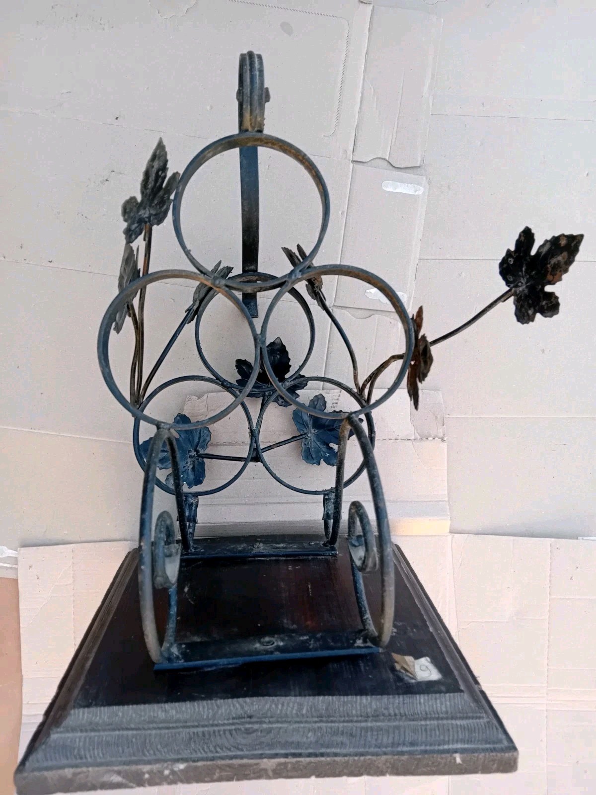 Espositore Vini Parete Ferro Battuto Vintage 3 Bottiglie Ø 90mm New
