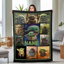 Disney Star Wars The Mandalorian Baby Yoda Grogu Customize Fleece Blanket