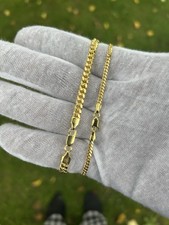 5mm Miami Cuban Link Chain Real 14k Gold Plated Solid 925 Silver ITALY MADE