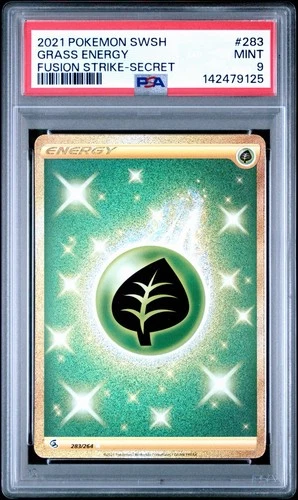2021 Pokémon SWSH Fusion Strike Full Art Grass Energy 283/264 Secret Card PSA 9
