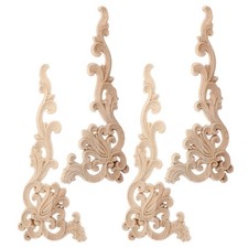 4 Pcs Wood Carved Decal Furniture Decorative Applique Corner Onlay