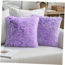 Pack of 2 Ultra Soft Fluffy Throw Pillow 18" x 18" Pack of 2 Purple Ombre