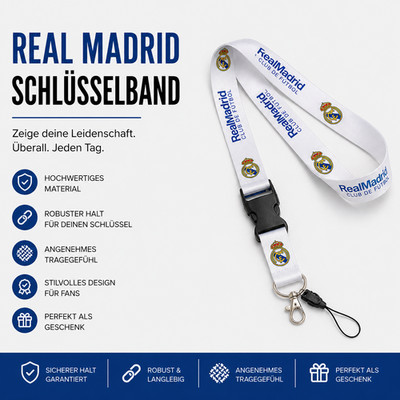   Real Madrid - Schlüsselband   | Fußball - Fanartikel   Geschenkidee  