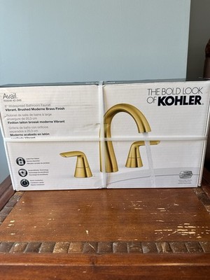 Kohler Avail 8'' Widespread Bathroom Sink Faucet, Vibrant Brushed Moderne Brass