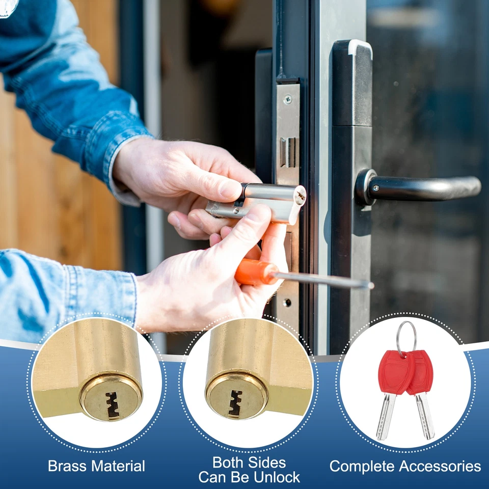 90mm(27.5/10/52.5) European Double Lock Cylinder Door Cylinder Lock with 7 Key Foto 3 de 4