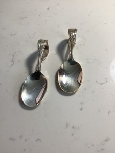 RARE PAIR OF ANTIQUE SILVER PLATE RODGERS BABY SPOONS MUST SEE NO RESERVE 