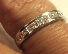 STERLING SILVER CUBIC ZIRCONIA CHANNEL SET HALF ETERNITY RING SIZE P