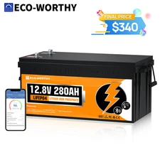 ECO-WORTHY 12V 280Ah 3584Wh Bluetooth LiFePO4 Lithium Battery For RV Home