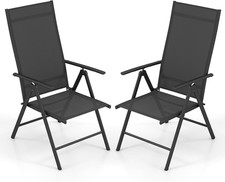 2 Pack Folding Patio Chairs, High Back Outdoor Chairs with 7-Level Adjustable Hi